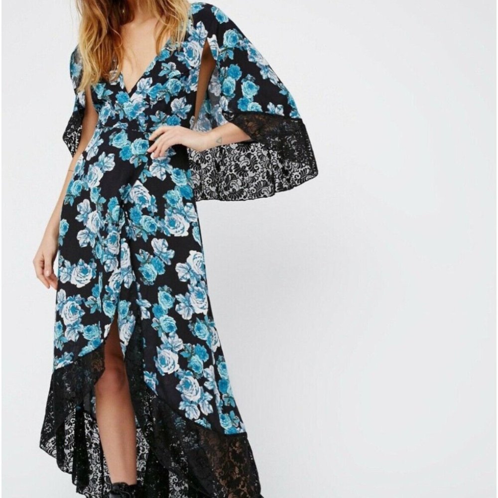 Free People Midnight Garden Cape Maxi Dress